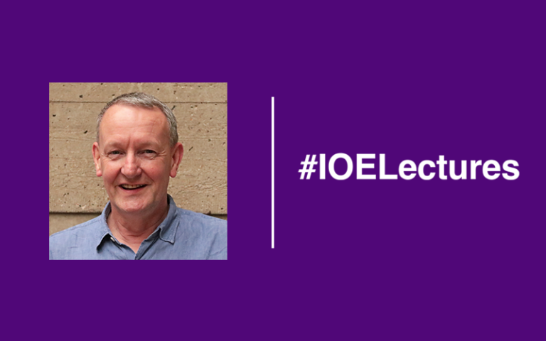 John Potter's photo is on the left hand side. On the right is the hashtag, #IOELectures. 
