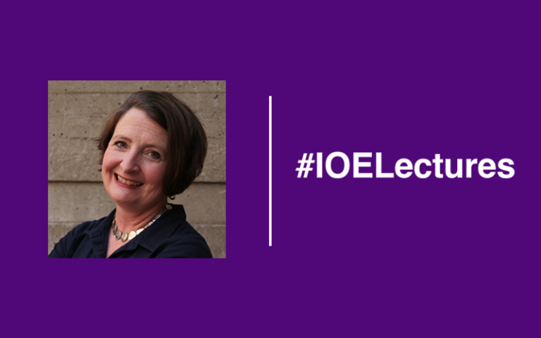 Mary Richardson's photo is on the left hand side. On the right is the hashtag, #IOELectures. 