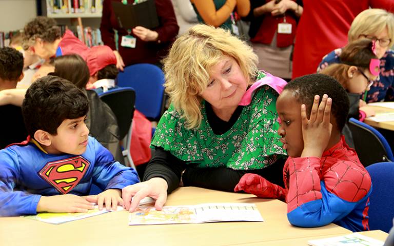 Supporting struggling readers in Reading Recovery: superhero day. Photo by Sarah-Jane Gregori for UCL