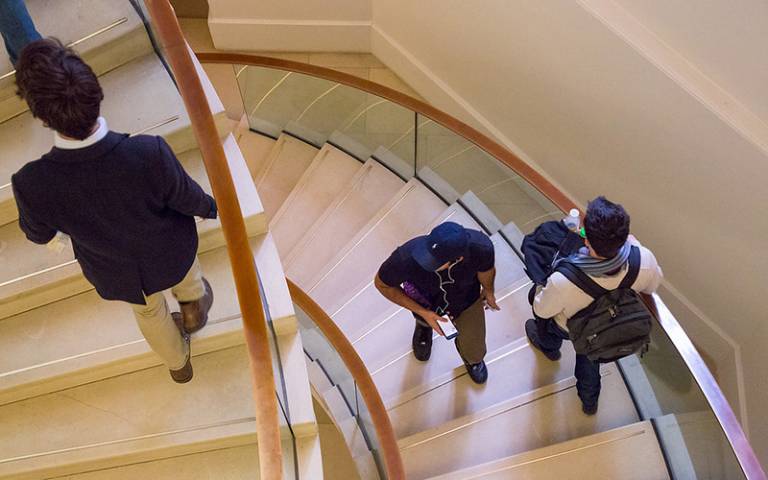 Students walking up UCL library stairs. Image: Mary Hinkley for UCL Digital Media