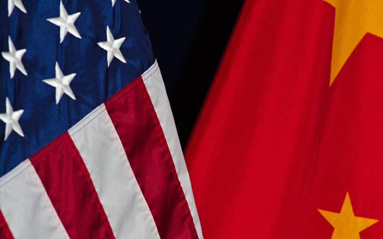 USA and China flags side by side.