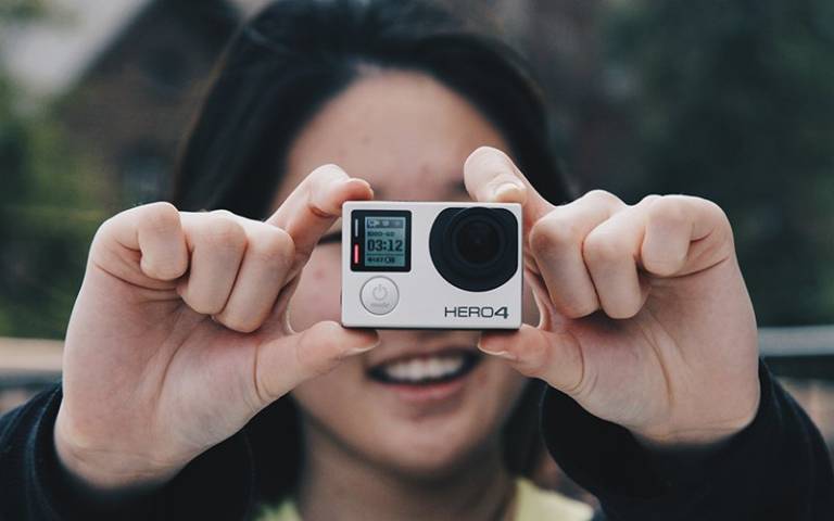 Vlogger using GoPro