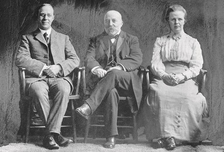 (Left to right): Percy Nunn, John Adams, Margaret Punnett