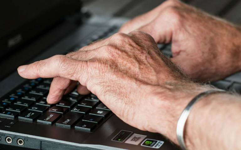 Older hands, typing