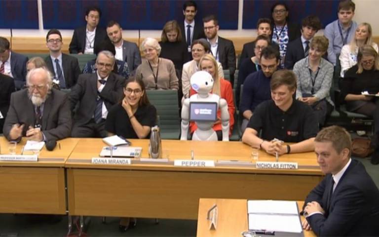 Pepper the robot addresses the Parliamentary Education Committee