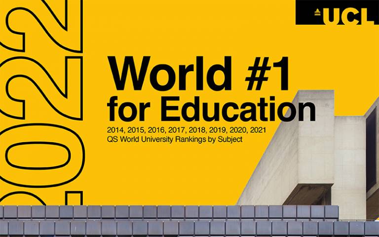 IOE building with yellow background and black text 'World #1 for Education 2022'