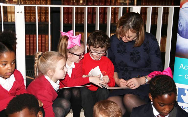School children reading at Read Aloud event