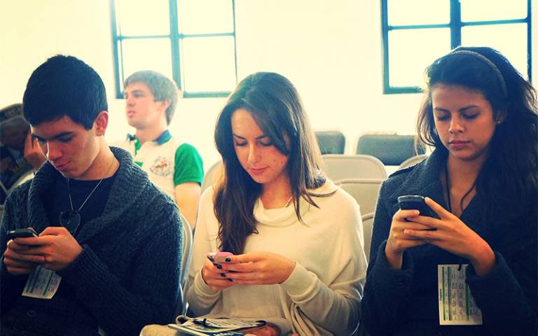 Students on smartphones