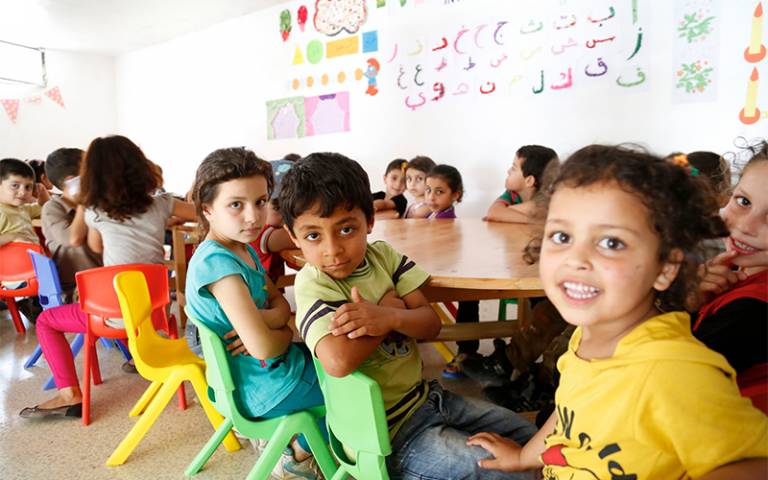 Syrian children learning
