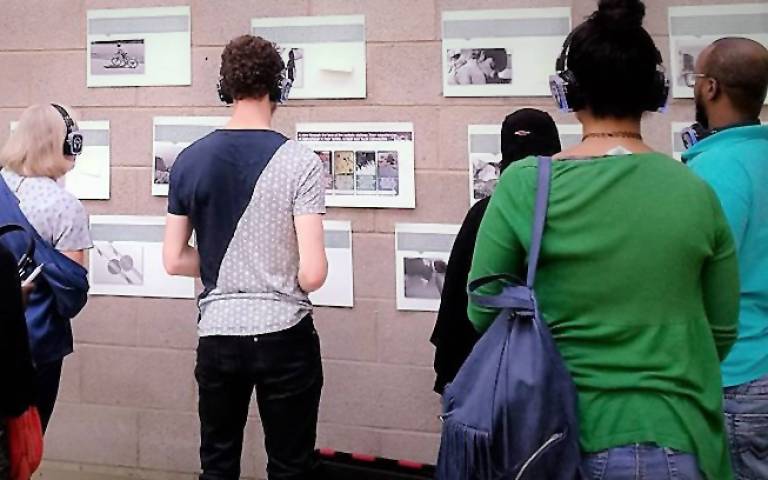 Attendees viewing the exhibition at the Wandsworth Autism Fayre
