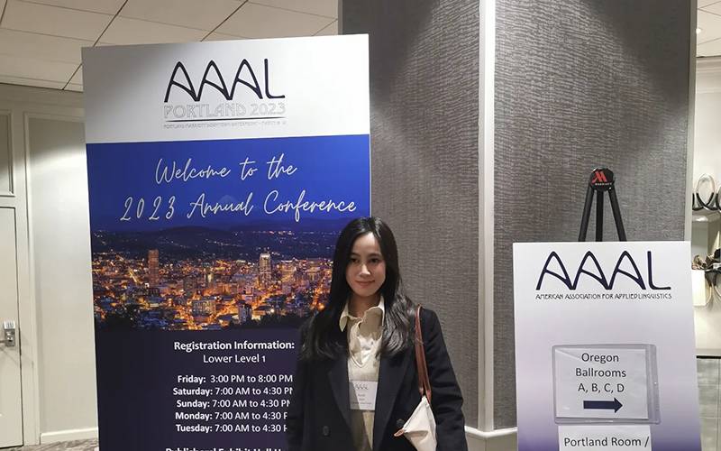 Xuran Han at AAAL conference in Portland. Credit: Xuran Han.