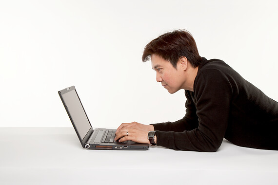 Person using a computer. 