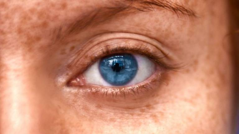 Close up photo of a blue eye