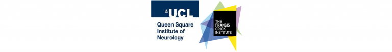Logos for the UCL Queens Square Institute of Neurology and the Francis Crick Institute