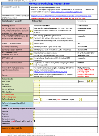 Molecular pathology request form