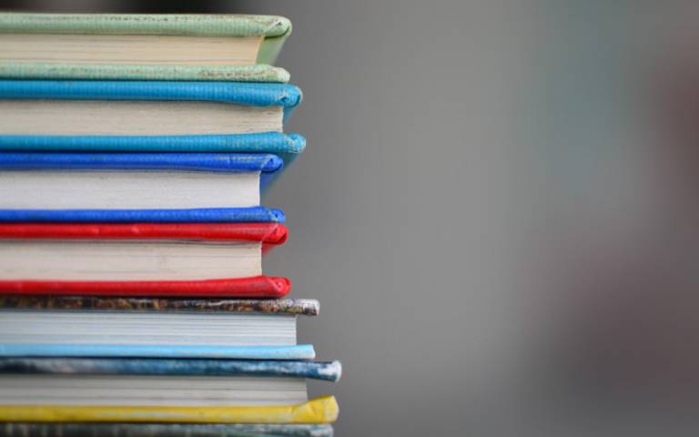 Pile of books with coloured covers