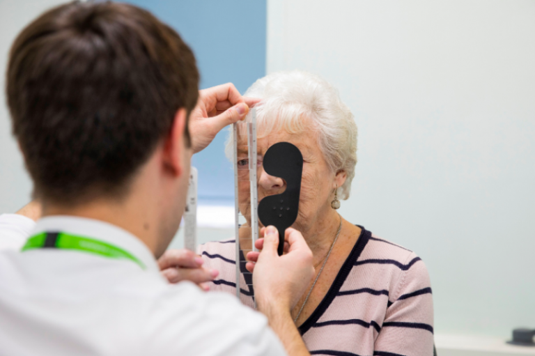 A patient at Moorfields Eye Hospital