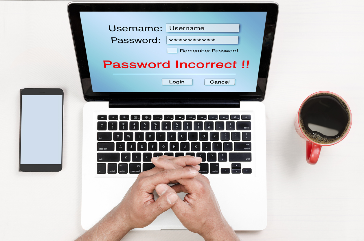 man entered wrong password in laptop