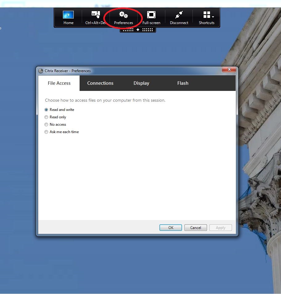Desktop@UCL Anywhere Preferences…