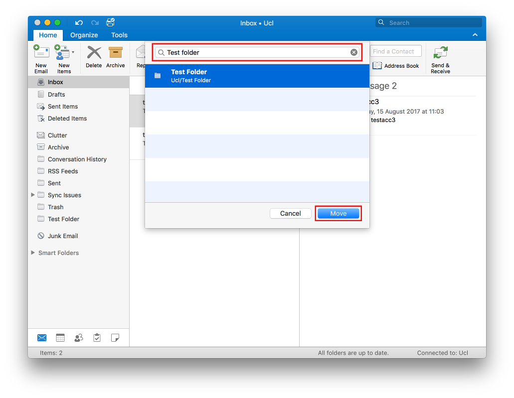 archive email outlook 2016 mac