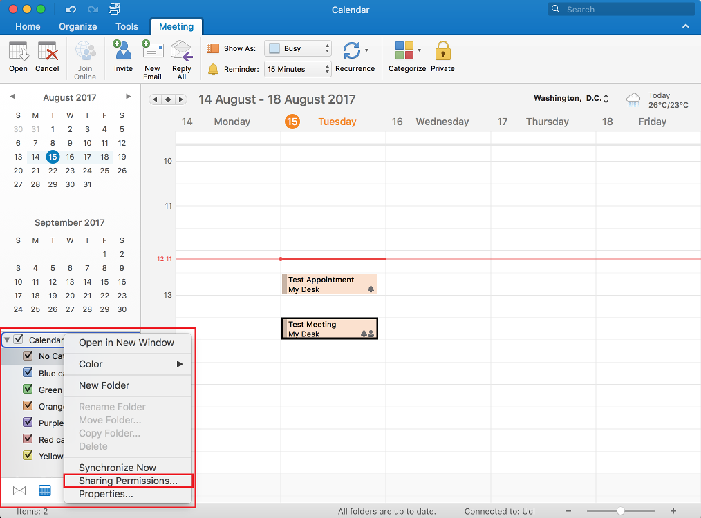 how to share a calendar in outlook for mac