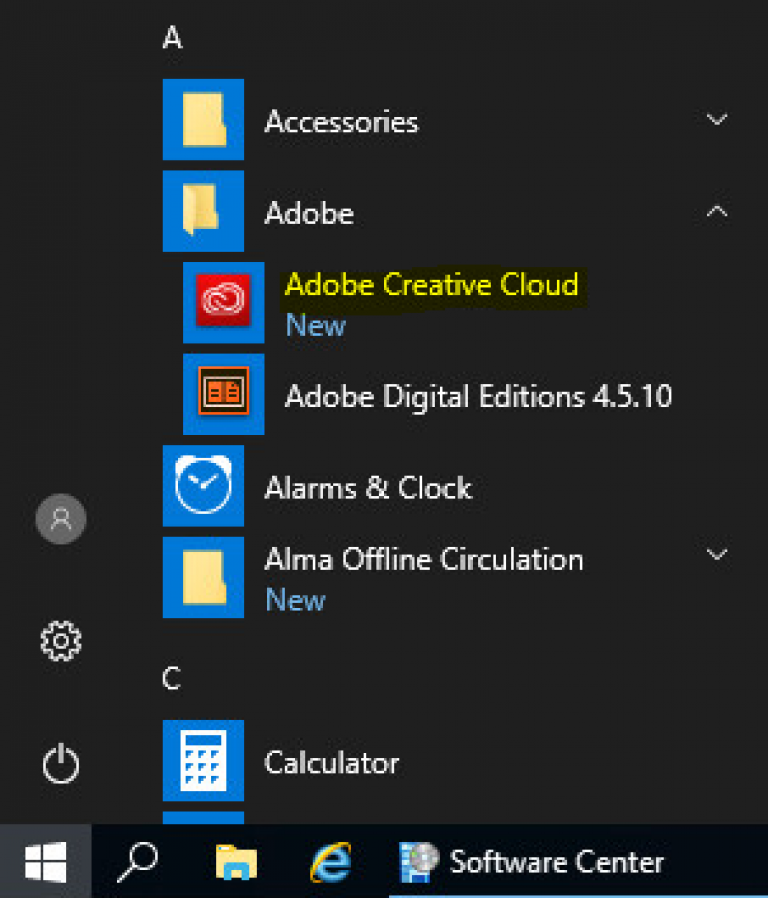 Launch the Adobe from the start menu