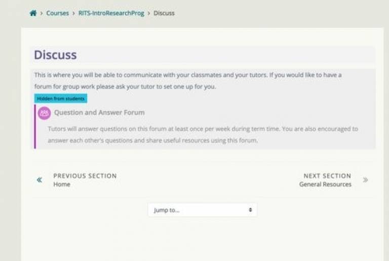 A screenshot of a Grid format topic where the bottom course section setting has been set to Yes