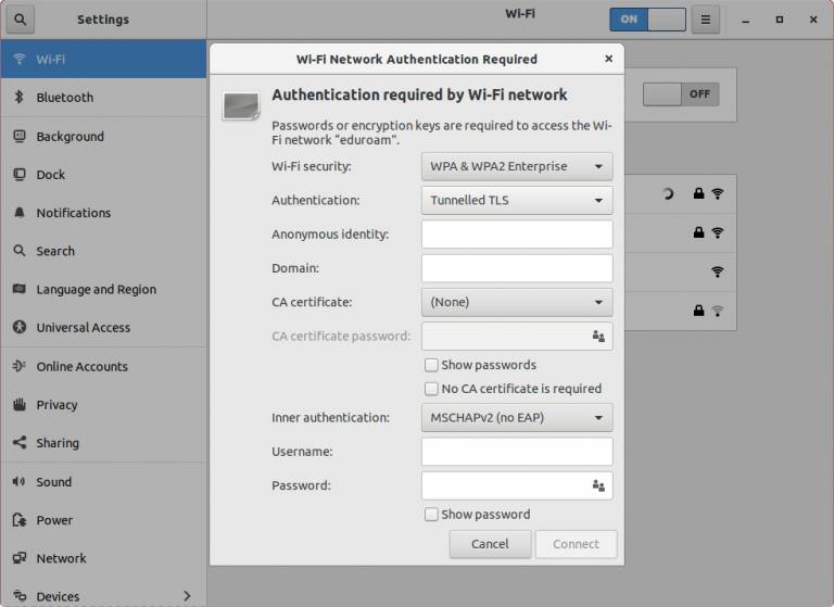 Linux Wi-Fi authentication options