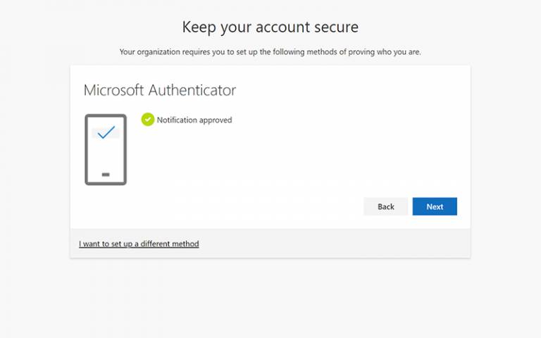 Microsoft Authenticator notification approved screen