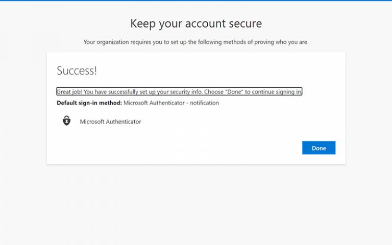 Microsoft Authenticator success notification
