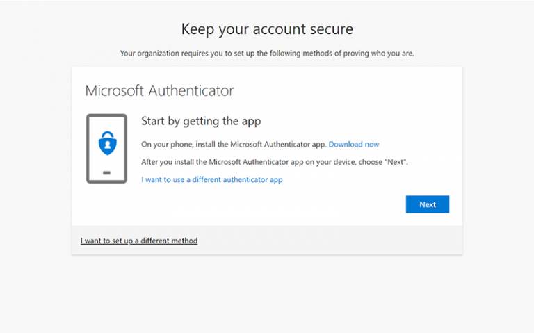 Microsoft Authenticator options