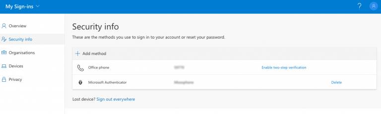 Screenshot of Authenticator sign-in page