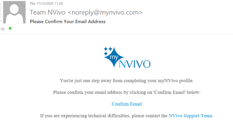 Team Nvivo email verification