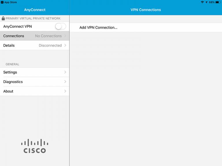 Cisco AnyConnect iOS add VPN connection