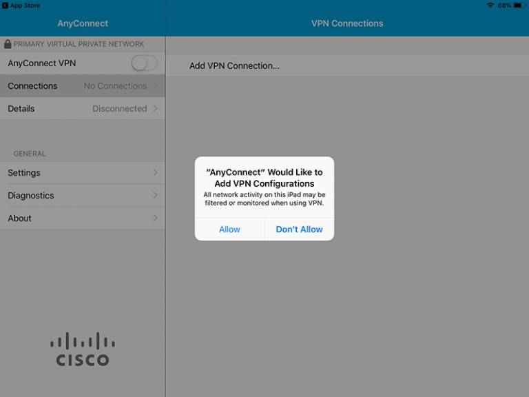 AnyConnect add VPN configurations notification
