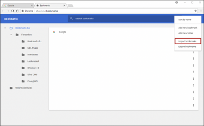 Restoring Chrome bookmarks step 4 screenshot