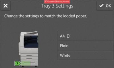 Confirm Tray 3 Settings