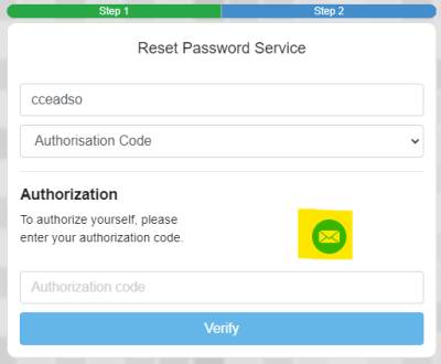 DSH Reset password send authorisation email