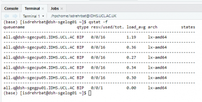 RStudio terminal list of jobs submitted