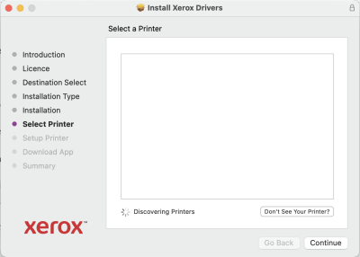 Install Xerox Printer dialog box