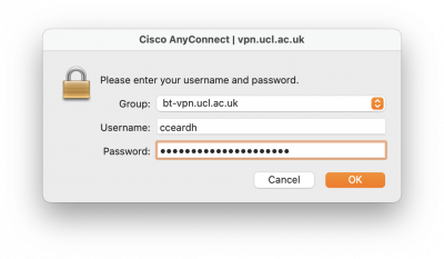 Cisco AnyConnect macOS - Group, Username and Password
