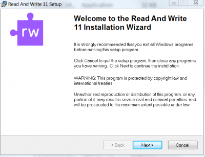 Read and Write Setup Install Wizard…