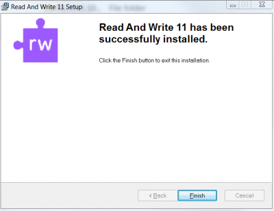 Read and Write Setup Wizard Install Successfull…