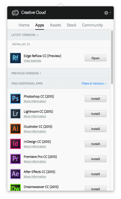 Creative Cloud Desktop app - App list mac…