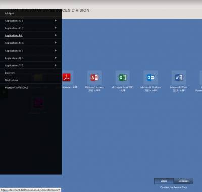 Citrix Receiver application menu…