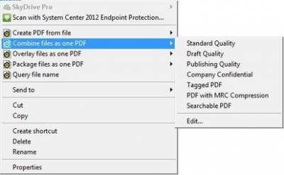 Combine files as one PDF options…