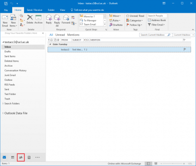 Fig 1. Location of the People option in Outlook 2016…