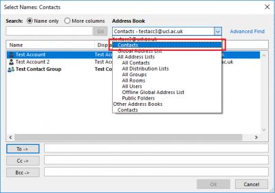 Fig 8. Contacts option in Address Book…