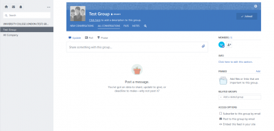 Fig 3. New group home page and list of joined groups…