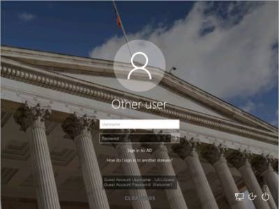 Desktop@UCL Windows 10 login in computer workrooms and lecture theatres…